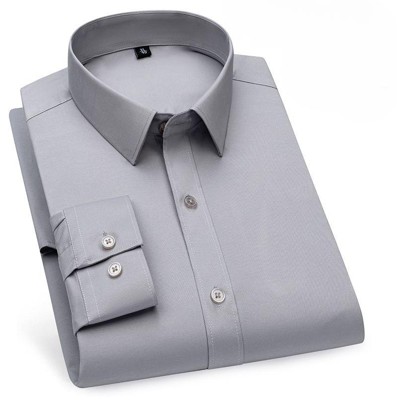 Men's Summer Mulberry Silk Shirt: Solid Color, Non-Iron Long-Sleeve, Anti-Wrinkle Style for Business Casual & Professional Wear