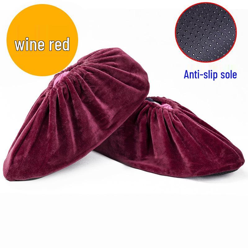 Non-slip, Wear-resistant Indoor Shoe Covers: Thickened, Dustproof, Machine Washable for Home, Computer Rooms, and Students. Enlarged Fleece Design.