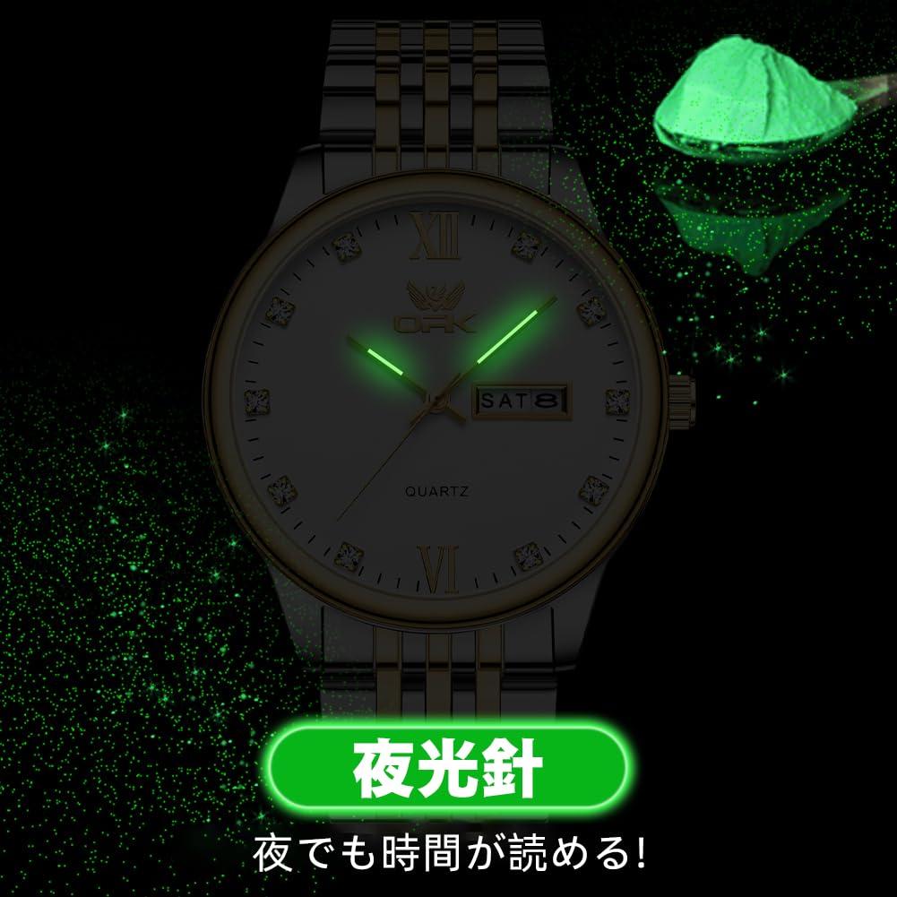 Quartz Business Watch with Day and Date Round 40mm Stainless Made In Japan Diamond Water Resistant Men's Calendar, Display, Face, Diameter, Steel,
