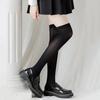 Black White Long Socks Stockings Women JK Japan Style Solid Color Thigh High Stockings High School Girls Striped Knee High Socks