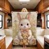 Easter Cute Bunny Retro Egg Cartoon Art Rabbit Warm Soft Plush Blanket For Sofa Living Room Nap Home Bedroom Travel Gift Hogar