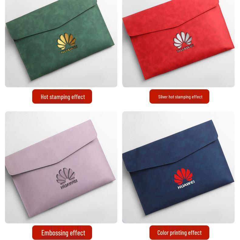 Leather A4 Document Folder - Korean Style Customizable File Bag with Logo Option