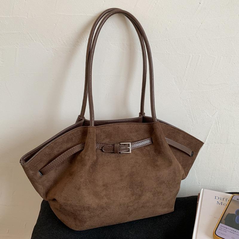 Vintage European and American suede tote bag women's new high-end commuting large-capacity underarm shoulder bag