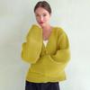Women's V-neck Pocket Knitted Cardigan Loose Long Sleeve Sweater