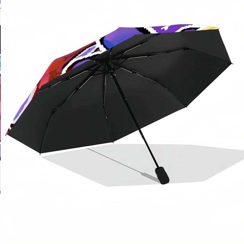 8‑Rib Automatic Umbrella, The Amazing Digital Circus Design Foldable Umbrella for Sun Rain Protection Travel