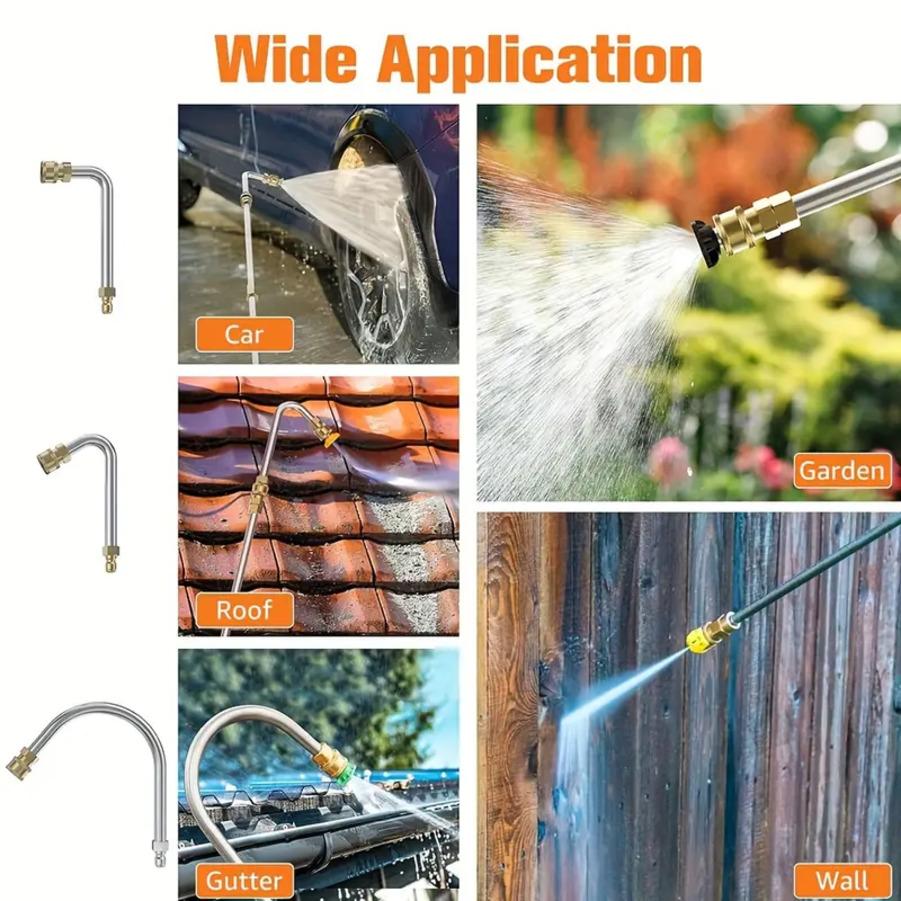 Set di Lance per Idropulitrice ad Alta Pressione da 10 Pezzi con 6 Ugelli Spray – Ugelli Multi-Angolari da 4000 PSI e Aste per Pulizia Grondaie per una Facile Pulizia Esterna