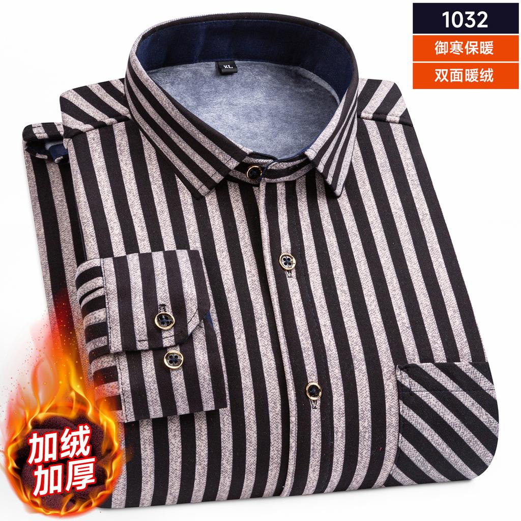 Men's Long-sleeved Double-sided Fleece Plaid Shirts Winter New Plus Fleece Thickening Warm Business Casual Fashion Male Clothes
