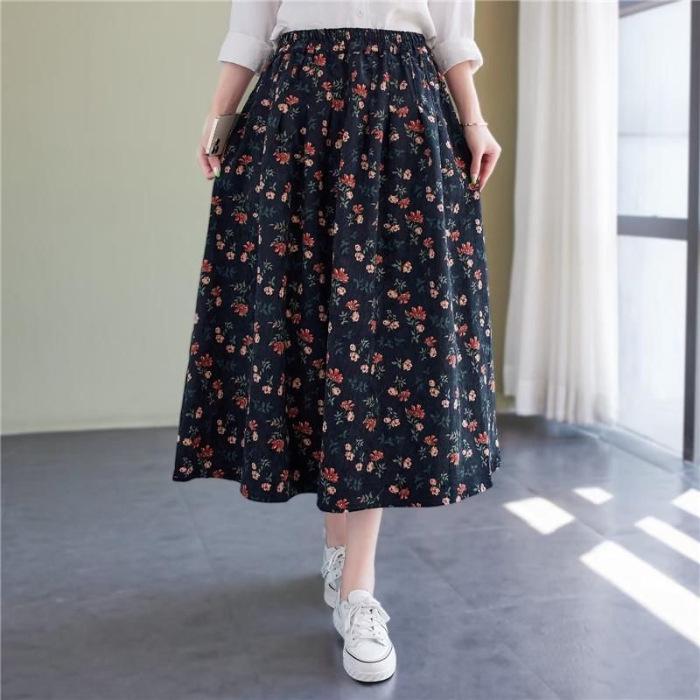 Women s High-End A-Line Summer Printed Skirt: Slimming, Stylish & Belly-Covering L
