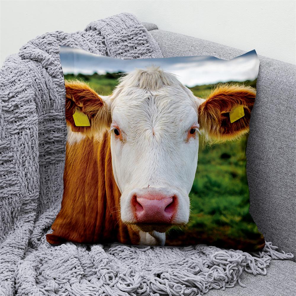 Juste De Coussin En Velours Animal Floral, Taie D'oreiller Décorative, Oreiller Pour La Maison, Canapé, Chambre, Voiture, Loup, Vache