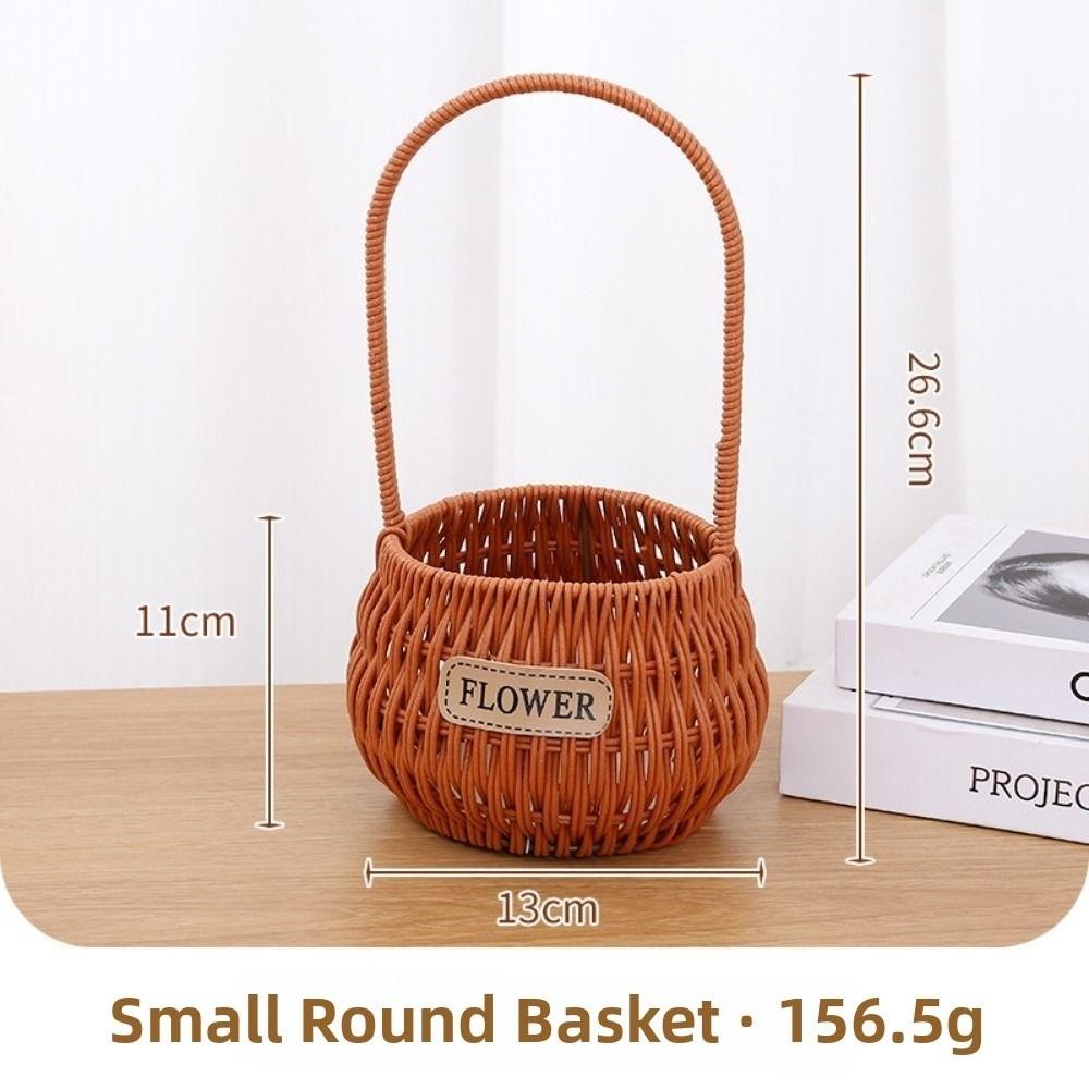 with Handle Imitation Rattan Storage Baskets Household Handwoven Home Decoration Braid Basket 8 Styles