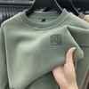 Men's Double-Sided Fleece-Lined Round Neck Sweatshirt - Solid Color, Winter Fashion