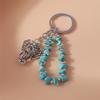 Ethnic Turquoise Stone Elephant Keychain for Women Men Key Ring Pendant Handbag Decor DIY Handmade Jewelry Gift