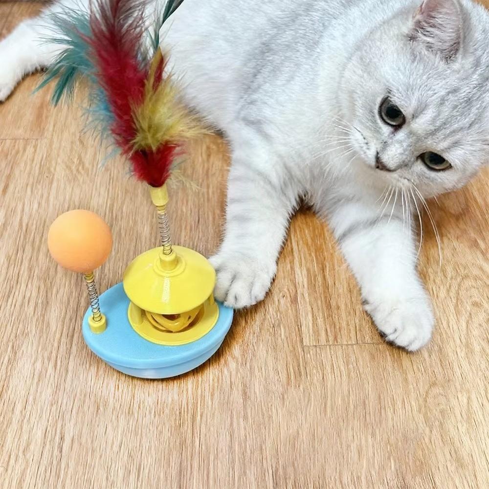 Self-Playing Cat Interactive Toy Colorful Feather Wobble Tumbler Boat Cat Tumbler Toy  Exercise
