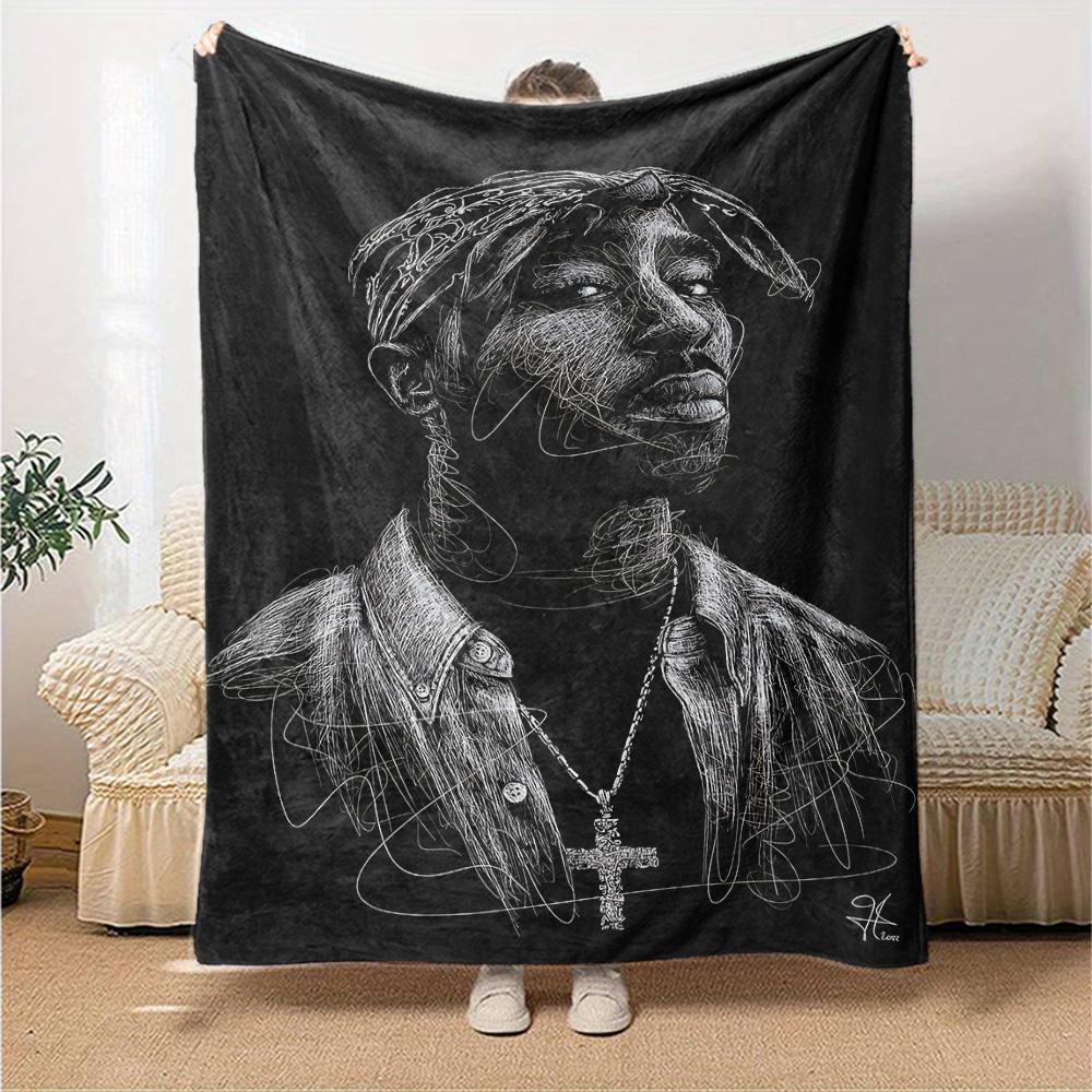 1pc Tupac Shakur Sketch Soft Warm Throw for Home, Office, Trave, All-Season Cozy Bedding Gift, Office Cozy Accessory1069