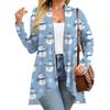 Women's Fall And Winter Fashion Casual Print Long Sleeve Mid-Length Cardigan Jacket