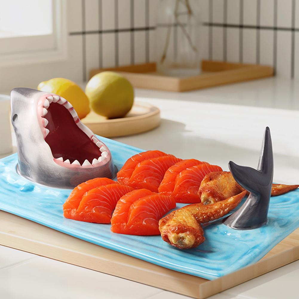 Seaside Shark Ceramic Plate Japanese Internet Celebrity Sushi Dumpling Tableware Kitchen Meal Decoration
