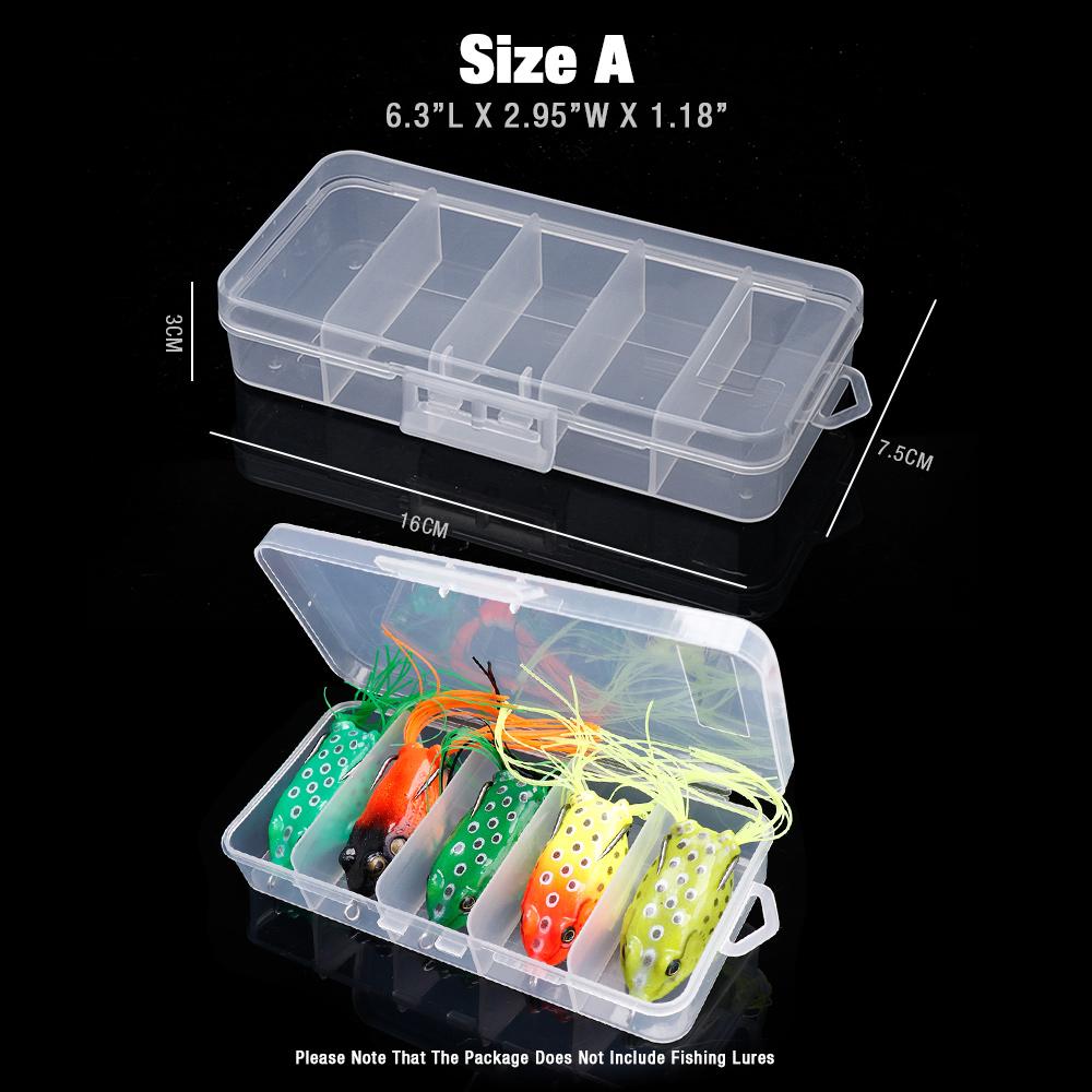 Super Sturdy 5-Compartments Fishing Tackle Storage Box 4 Sizes Portable Organizer Boxes For Fishing Hooks/Baits/Goods