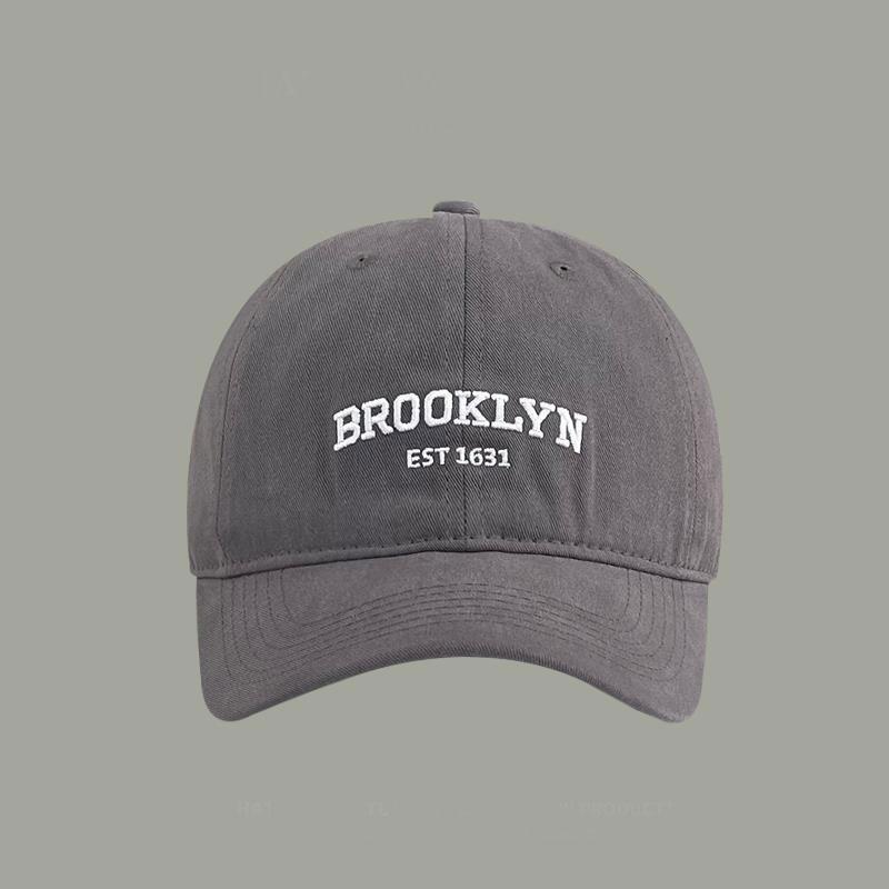 Vintage Letter Embroidery Baseball Cap For Men Women Soft Top Duck Tongue Hat Street Wild Solid Color Adjustable Sun Visors