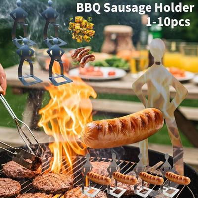 Stal Nierdzewna Uchwyt na Kiełbaski do Grilla Nowość Impreza Kemping Prezenty Zabawny Rożen do Kiełbasek Wielokrotnego Użytku Grill do Hot Dogów na Kemping Plenerowy