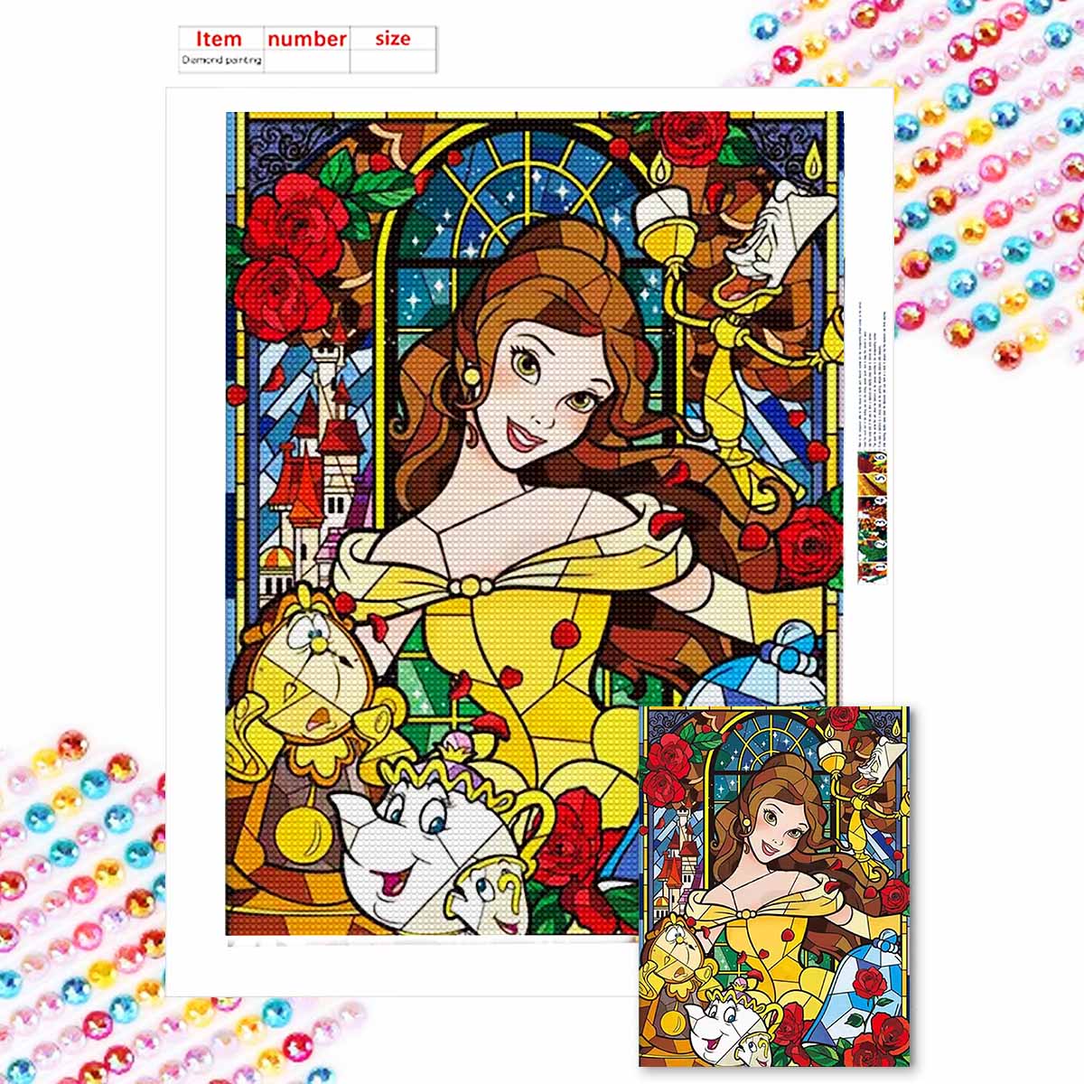 

Full Round Diamond Painting Princess Art Rhinestone Picture Mosaic DIY 5D Cross Stitch Embroidery Home Decoration Round 20x30cm