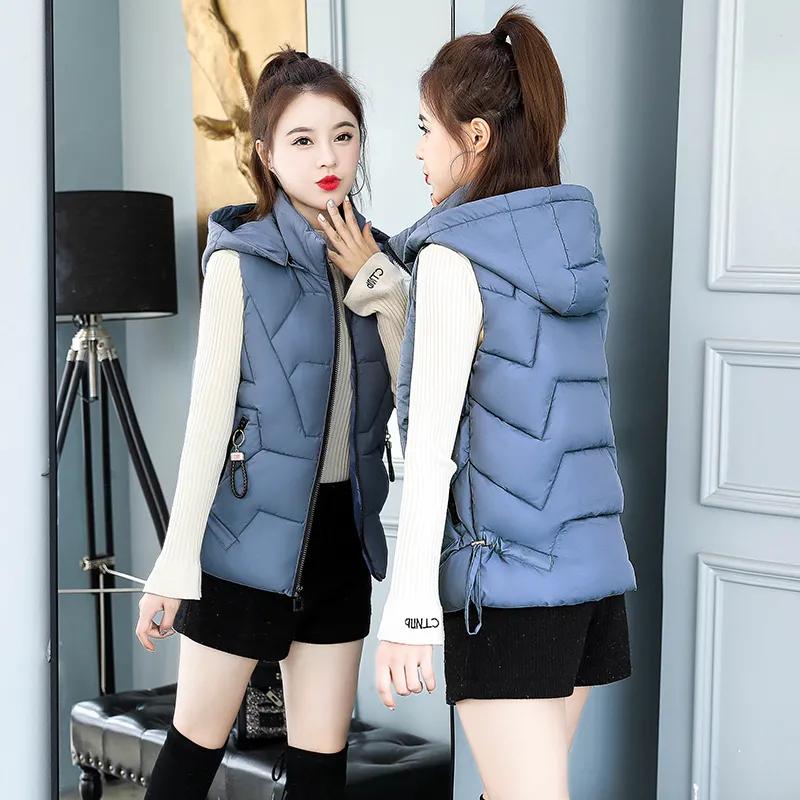 Hooded Down Vest Women's Short Korean Style Autumn and Winter Slim Down Vest Vest Thick Jacket