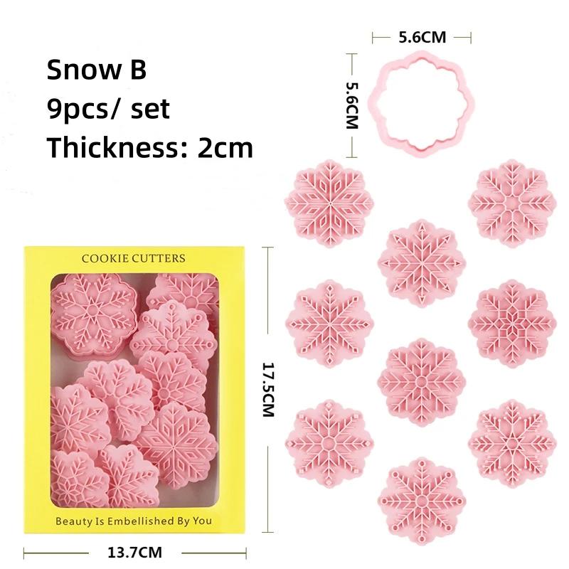 9Pcs Snowflake Shape Biscuit Mold Christmas Cookie Cutter Molds Embossers Icing Cookie Pastry Mould Household Baking Tools
