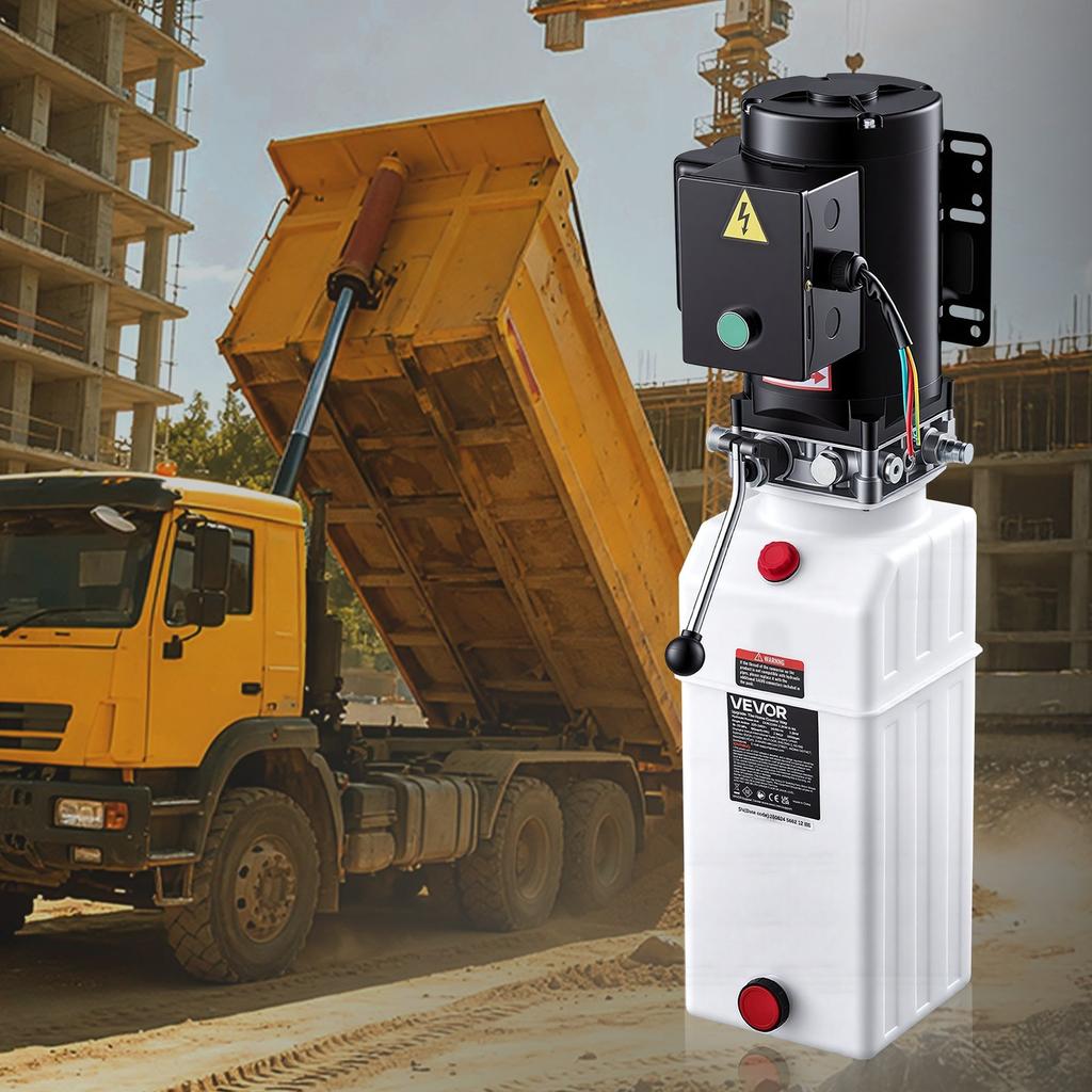 10L Hydraulic Pump, 2.2KW Hydraulic Dump Trailer Pump Single Acting, 22Mpa Max Relief Pressure, 6.3L/min Flow Rate, AC220-240V Hydraulic Power Unit