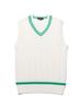 20Th Hole Cable Contrast V-Neck Knit Vest [Ivory Green]