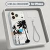 Creative Coconut Sunset Pattern Hand Strap Case For iPhone 17 Pro Max iPhone 16 15 14 13 Pro Max Magnetic For Magsafe Hybrid TPU+PC Matte Cover