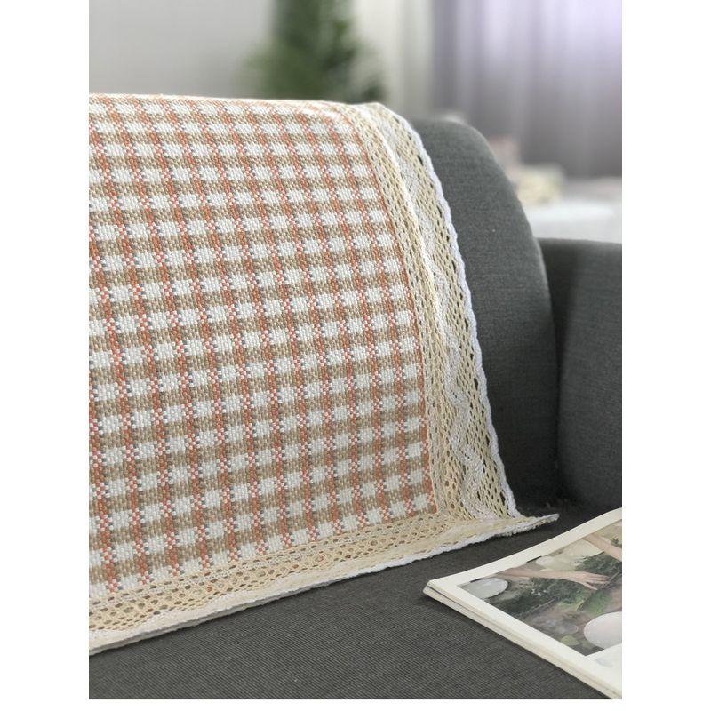

Нескользящая льняная толстая художественная кружевная подушка для дивана Khaki Orange 90 * 90cm