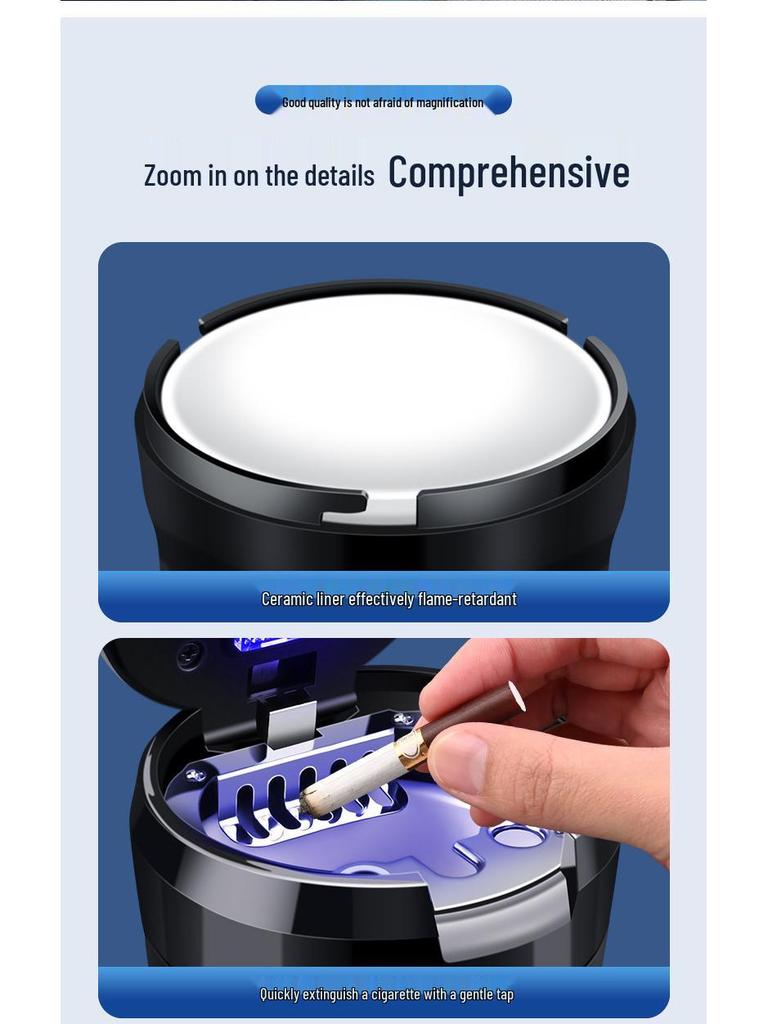 Multi-Function Ceramic Car Ashtray for Renault E-Nol, Espace, Koleos, Kadjar, Kaptur, Duster