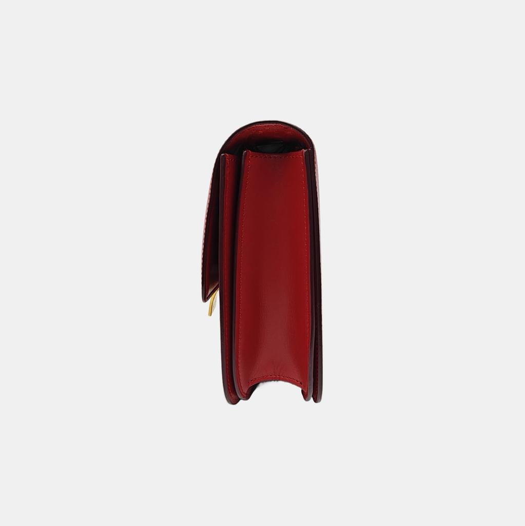 [Pre-Owned] Classic Box Solid Color Commuter Gold Buckle Polished Cowhide Handbag Tofu Bag Square Bag Shoulder Bag Crossbody Bag - Very Good #1IGPV77