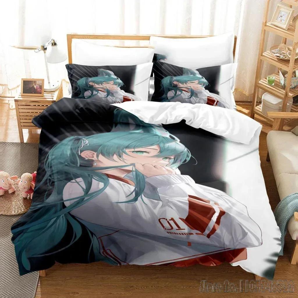 Anime Girls Hatsune Miku Weak Voice Duvet Cover Set HD Comforter Cover for Kids Bedding Sets Bedclothes Bedroom Decor