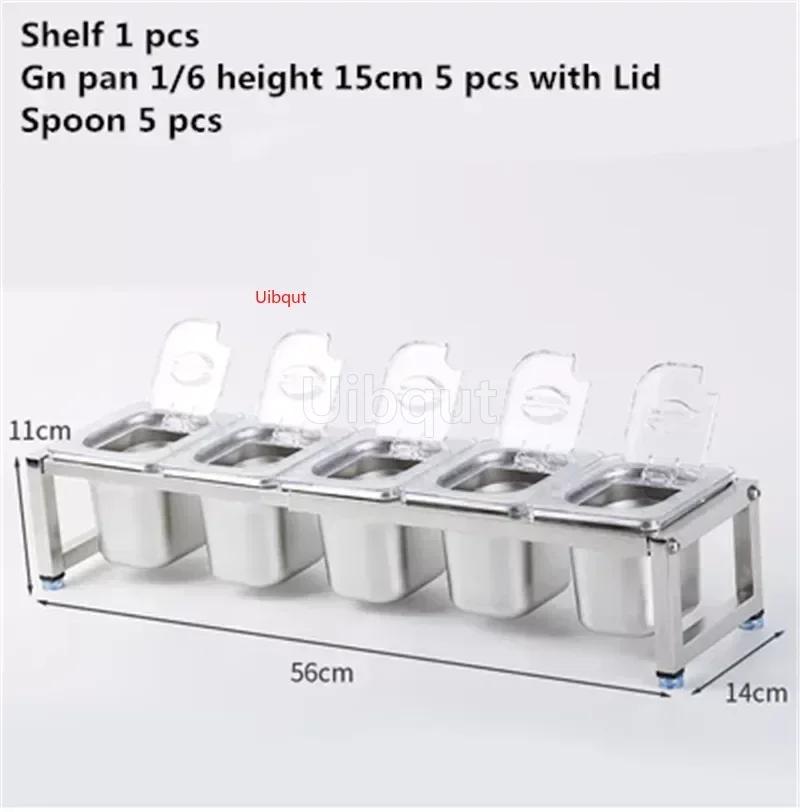 Stainless Steel Transparent GN Pans Visible Food Exhibition Plate Basin Tray Milk Tea Shop Basin Container Storage Box with Rack