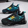 Men's shoes four seasons new flying woven blade running shoes breathable, lightweight shock absorption thick sole heightening casual sports shoes