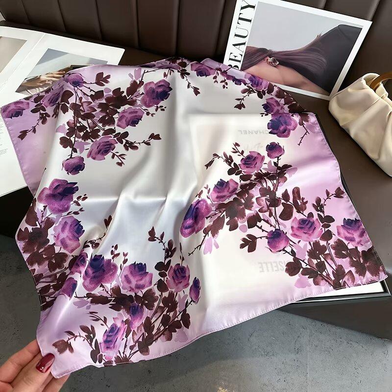New Luxury Design Square Silk Scarf Women 70*70cm Bandana Soft Hair Band Wrap Hijab Neckerchief Hairband Headband Foulard