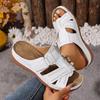 Women Summer Sandals Lightweight Absorbing Soft Leather Breathable Openwork Closure Versatile Womens Flat Sandal For Daily
