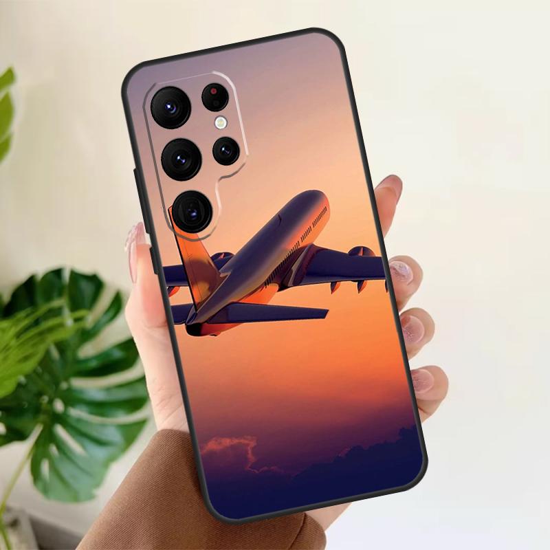Airplane Plane Aircraft Soft Case For Samsung Galaxy S25 S21 S22 S23 S24 Ultra S9 S10 Plus S20 FE S24 FE Phone Cover