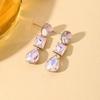Niche Gradient Sea Blue Multi-Faceted Gemstone Earrings - Round, Square, Water Drop Design with a High-End Feel.