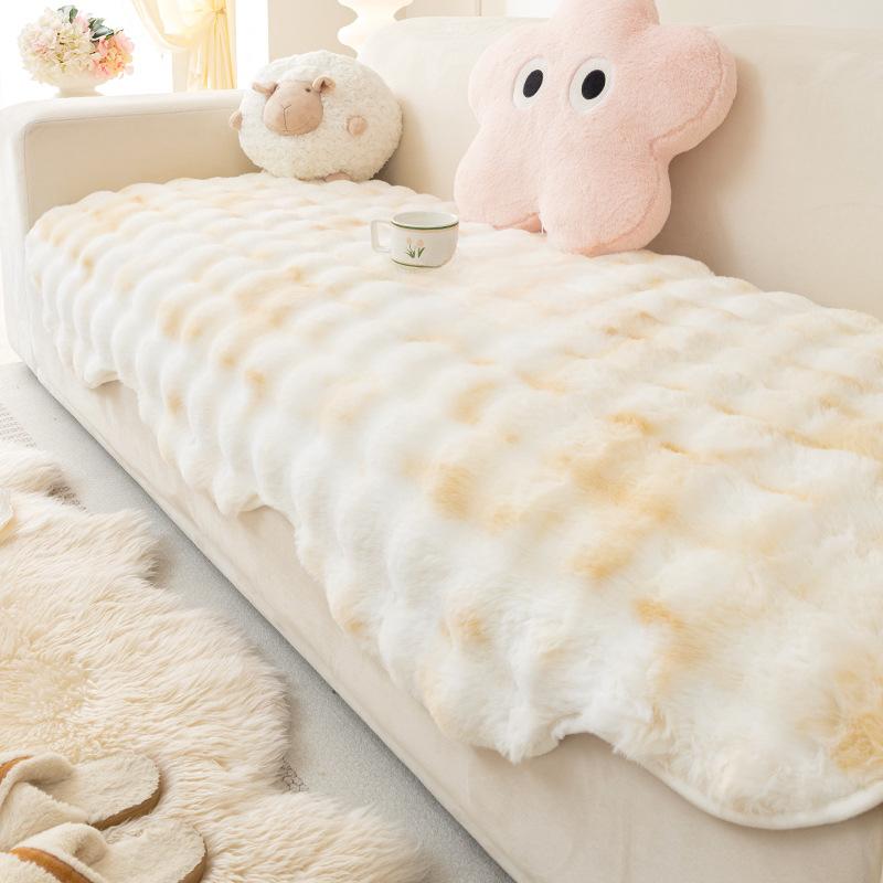 Special-Shaped Bunny Cashmere Leather Sofa Cushion Winter Plush Cushion Non-Slip Cover Cover Cloth