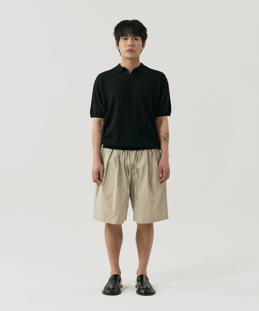 GNOK Silk Collared Short Sleeve Knit [Black]