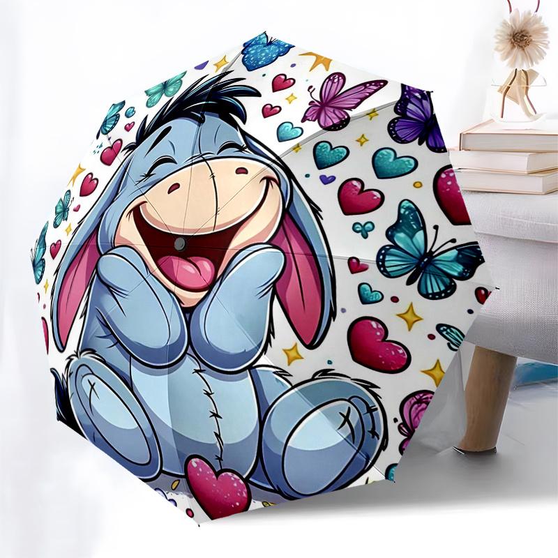 Winnie and Friends Themed Travel Umbrella-8 Ribs Automatic Opening and Closing, Portable Folding Design, Compact and Stylish Umbrella Suitab