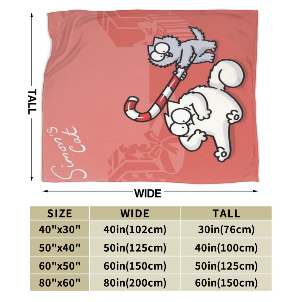 Comfortable Simons Cartoon Cat Cats Blanket Stuff Bed Decorative Throw Blanket Soft Flannel for Bedroom