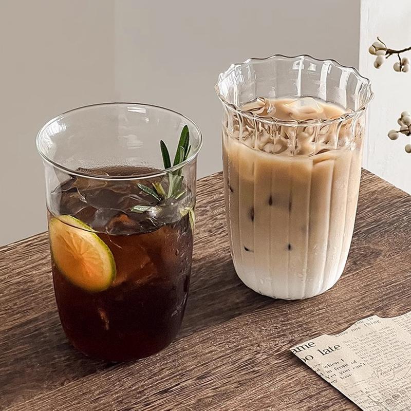 Transparent Glass Cup Milk Tea Coffee Cups Creative Water Bottle Coffee Cups Drinkware Cup Whiskey Glass Coffee Mug Kitchen