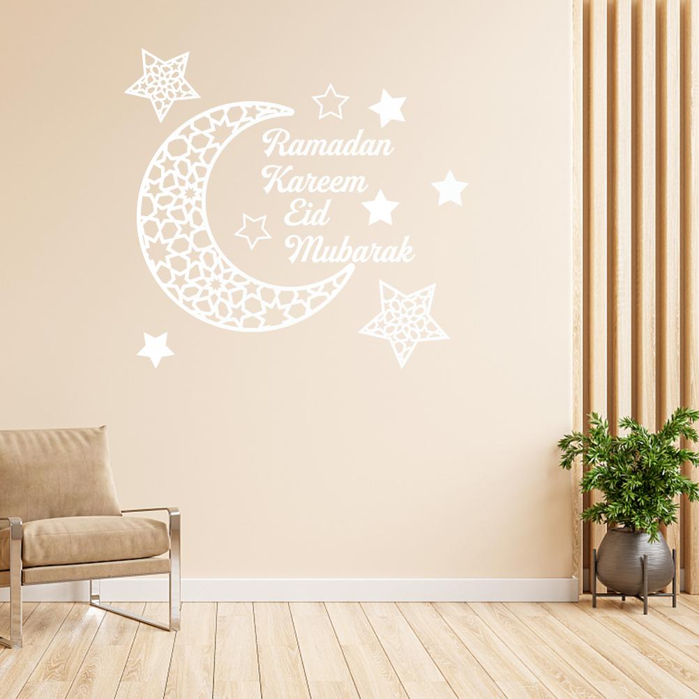 Ramadánský srpek Akrylová zrcadlová samolepka 3D Samolepicí nástěnná samolepka na dveře okna skříně