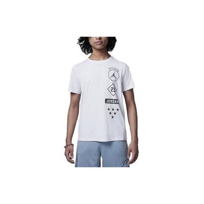 Logotipo Jumpman Diamante Letra Número Cuello Redondo Casual Jersey Camiseta Manga Corta Camisetas para Niños Blanco HM4737-100