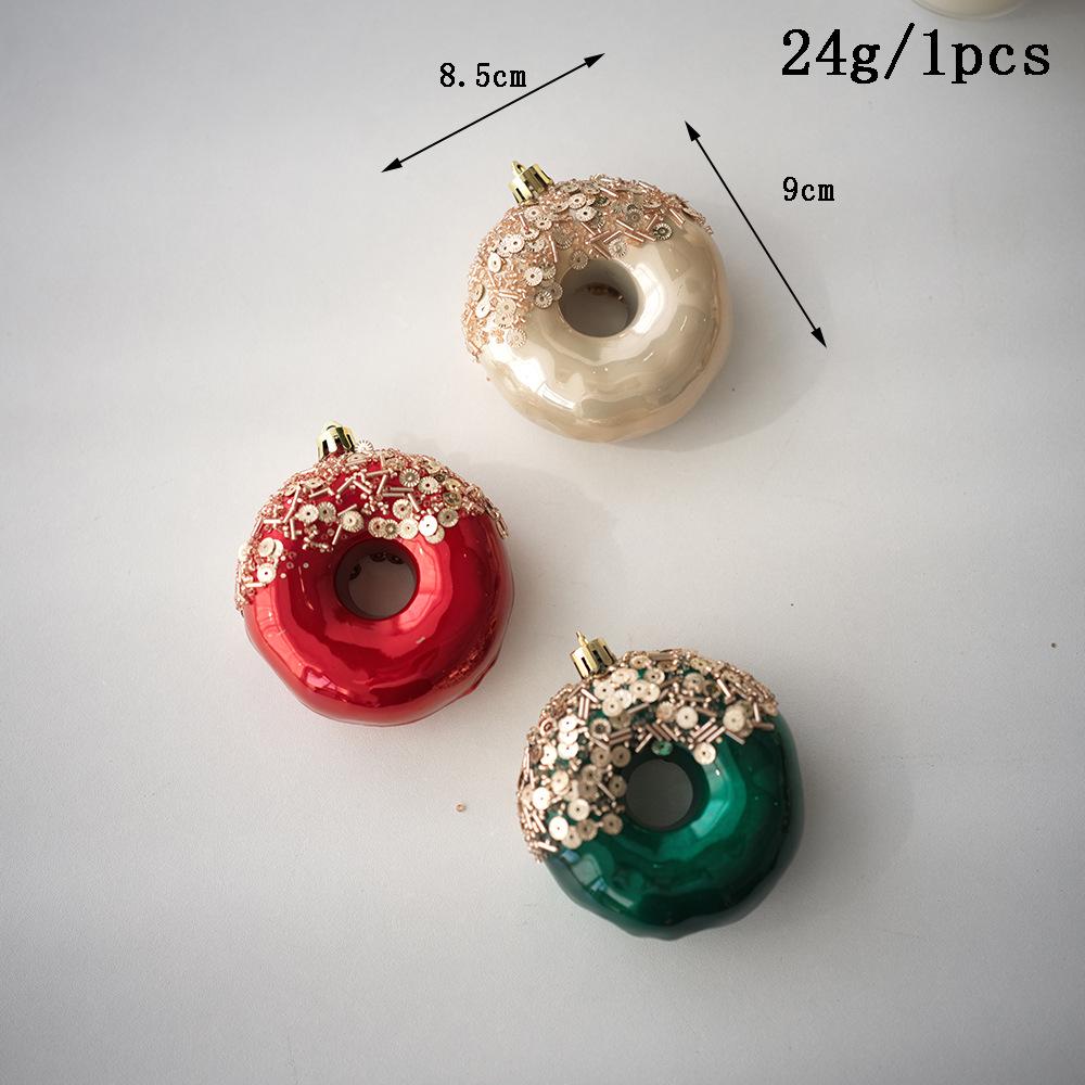 8CM Cross-Border Transparent Ball Set: Donut & Watermelon Painted Christmas Decorations