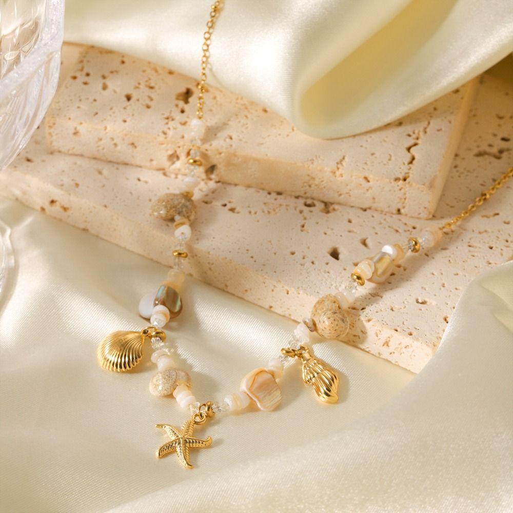Neck Chain Bohemian Starfish Shell Necklace Sweet Charm Starfish Shell Bracelet  Female Lady Girl