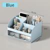 Desktop Storage Box Pen Holder Stationery Cosmetics Lipstick Organizer 6 Grids With Drawer Desk Storage Organizer Home Office