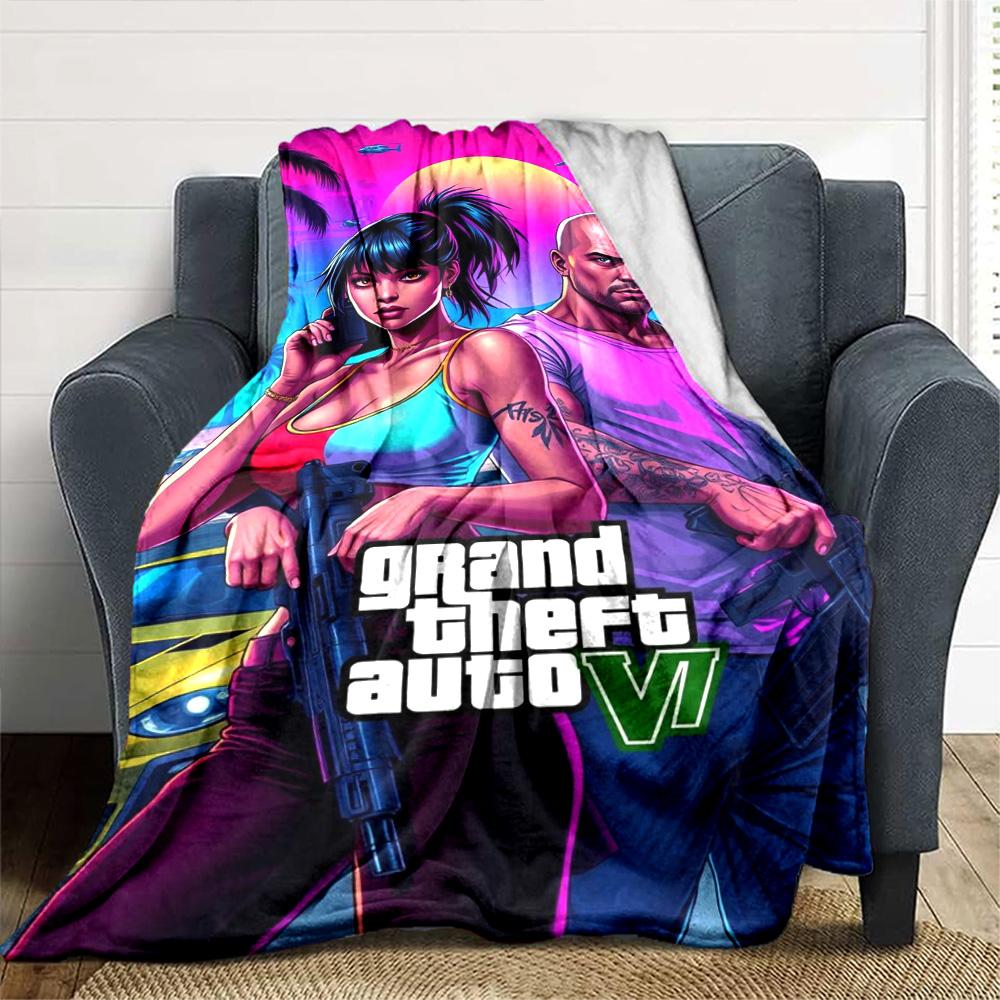 Grand Theft Auto Blanket Soft Warm Cozy Perfect for Picnics Seaside Couch All-Season Use Playful Design Gift for Travel Home Birthdays